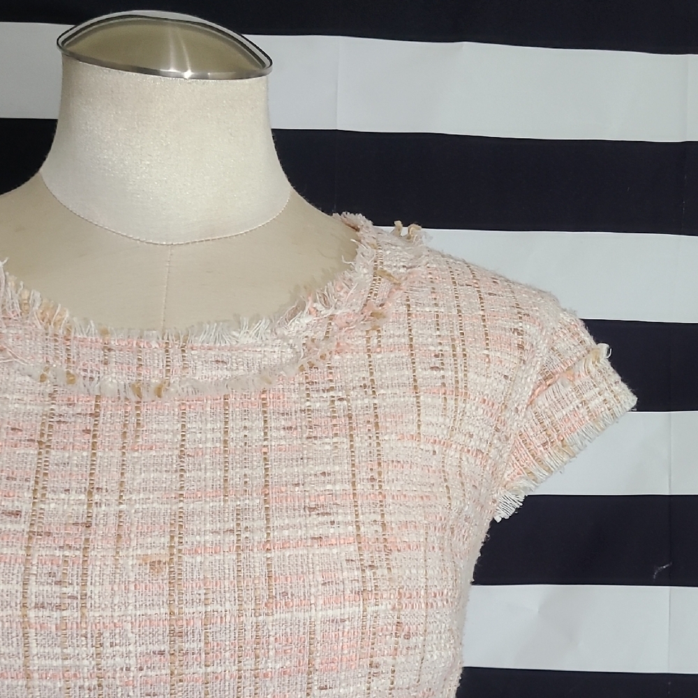 Nanette Lepore Pink Tweed Midi Dress - Picture 3 of 9